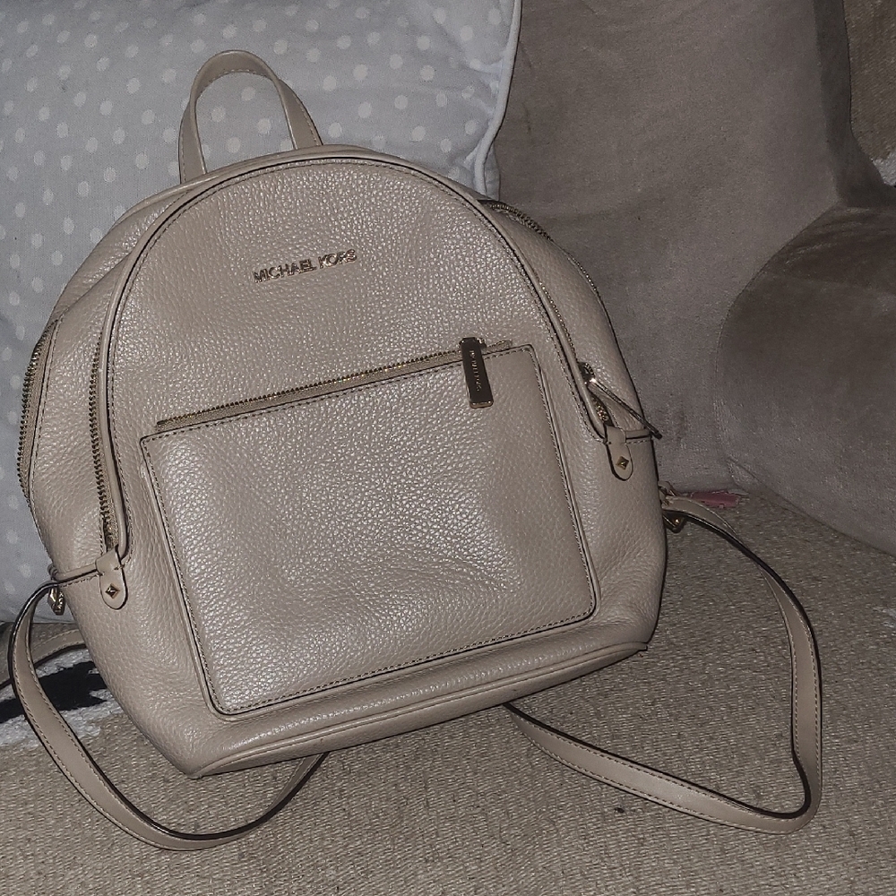 Michael Kors Taupe Leather Backpack